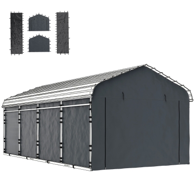 Outsunny 10' x 15' Carport Sidewall Panel, UPF50+ Waterproof, Gray