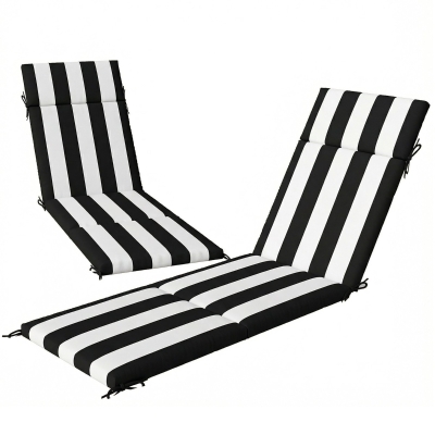 Outsunny Outdoor Chaise Lounge Cushions Set of 2, Black and White