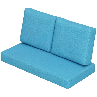 Outsunny 2 Seater 5" Thick Outdoor Seat Cushions with 7" Backrest, Loveseat Outdoor Furniture Cushions, Turquoise