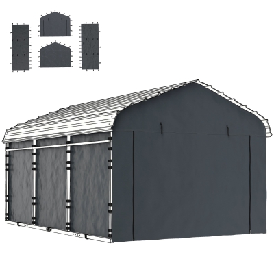Outsunny 12' x 20' Carport Sidewall Panel, UPF50+ Waterproof, Gray