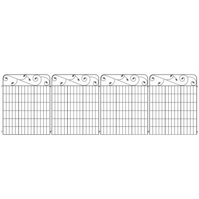 Outsunny Outdoor Metal Garden Fence Panels, Border Edging for Yard, Patio, 4 Pack, Square Vines