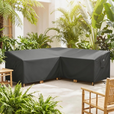 Outsunny V-Shaped Patio Furniture Cover, Waterproof Outdoor V-Shaped Sectional Sofa Cover with Air Vent, 85" x 85", Black