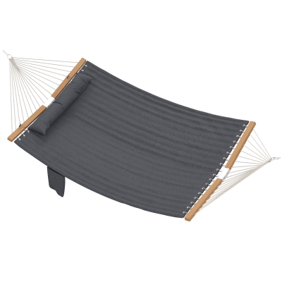 Outsunny 2-Person Outdoor Hammock with Pillow & Pad, 440 lbs, Gray