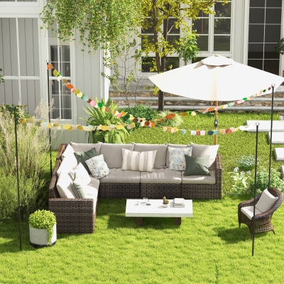 Outsunny 4 Pack of 8' String Light Poles, Steel Hanging Lighting Stand for Patio, Backyard, Deck, Wedding, Party, Black