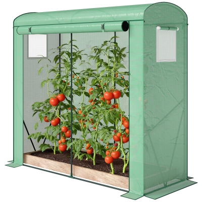 Outsunny Mini Portable Greenhouse with Roll-Up Door, PE Cover, Green