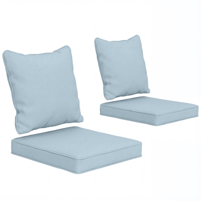 Outsunny Seat Cushion Back Pillows Replacement Set of 2, Patio Chair Cushions Set for Indoor Outdoor, Light Blue