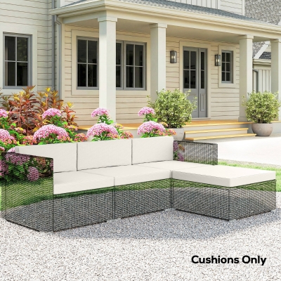 Outsunny Patio Furniture Cushions Water-Repellent Outdoor Loveseat Cushion Removable Covers 23.6" x23.6", Cream