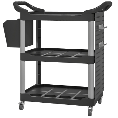 HOMCOM 3-Tier Rolling Utility Tool Cart, 200 LBS Capacity, Black/Gray