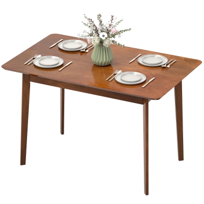 HOMCOM 47" Mid-Century Dining Table for 4, Rubber Wood Legs, Walnut