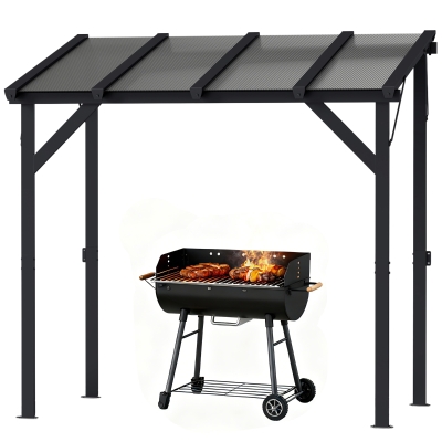 Outsunny Hardtop BBQ Gazebo with Polycarbonate Roof, Outdoor Patio Shelter