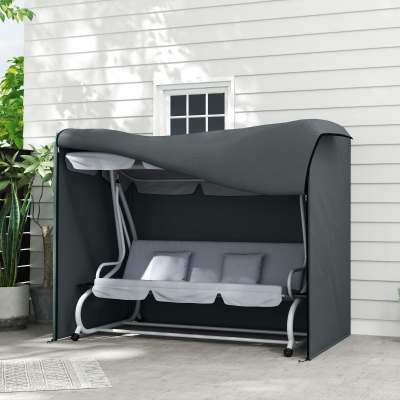 Outsunny 3 Seater Garden Swing Cover, Waterproof 420D Outdoor Swing Bench Cover with Zip, Windproof and Anti-UV, Grey