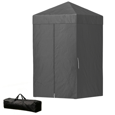 Outsunny 4 x 4 ft Compact Pop Up Canopy Tent, UPF 50+ Changing Room, Portable Instant Privacy Canopy with Mesh Window, Dark Grey