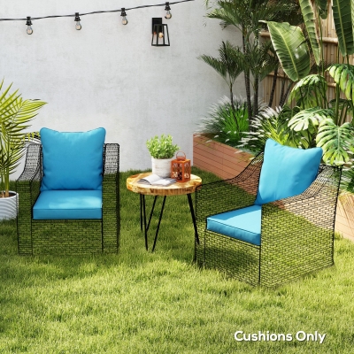 Outsunny Seat Cushion Back Pillows Replacement Set of 2, Patio Chair Cushions Set for Indoor Outdoor, Turquoise