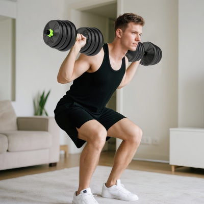 Soozier Adjustable Dumbbell Set, 3 in 1 Weights Dumbbells Set for Home Gym, 66lb Free Weights with Connector and Non-Slip Grip