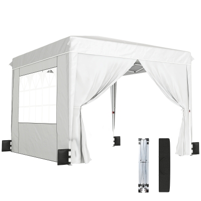Outsunny 10x10 ft Pop Up Canopy Tent with Sidewalls, UPF50+, White