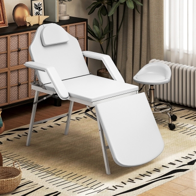 HOMCOM Portable Massage Table, Foldable Massage Bed, White