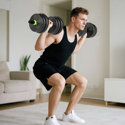 Soozier Adjustable Dumbbell Set, 3 in 1 Weights Dumbbells Set for Home Gym, 55lb Free Weights with Connector and Non-Slip Grip