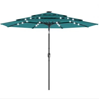 Outsunny 9.7 ft Patio Umbrella with Solar LED Lights, Teal