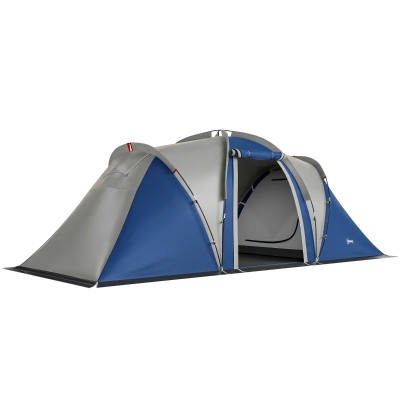 Outsunny Multi-Room Camping Tent for 8-12 Person, Large Family Tent with 3000mm Waterproof Rainfly and Screen Panels,