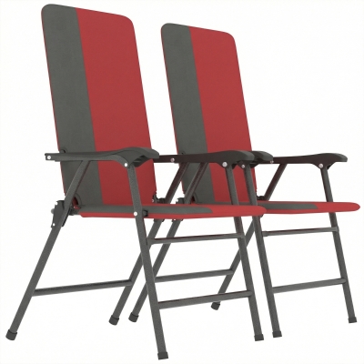 Outsunny Set of 2 Folding Patio Chairs, Padded High Back, Red