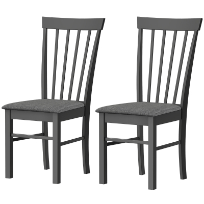 HOMCOM Farmhouse Upholstered Dining Chairs Set of 2, Black/Gray