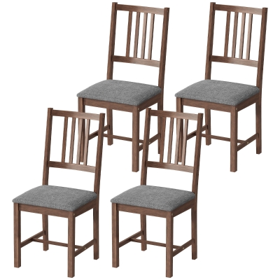 HOMCOM Set of 4 Upholstered Dining Chairs with Rubberwood Legs, Gray