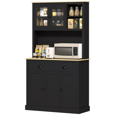 HOMCOM 71" Tall Freestanding Kitchen Pantry Cabinet, Black