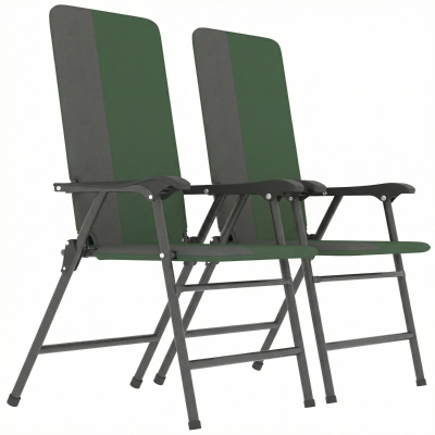 Outsunny Folding Patio Chairs Set of 2, Padded High Back, Green