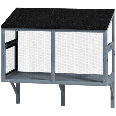 PawHut Catio Outdoor Cat Enclosure Expandable Wooden Cat House with 2 Doors for Window, 39.4"L