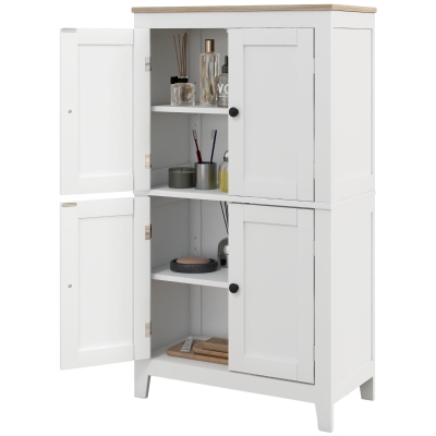 HOMCOM Modern Bathroom Storage Cabinet with 4 Doors, White