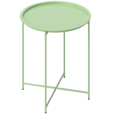Outsunny 18" Outdoor Side Table with Removable Tray and Folding Legs, Indoor Outdoor for Balcony, Porch, Green