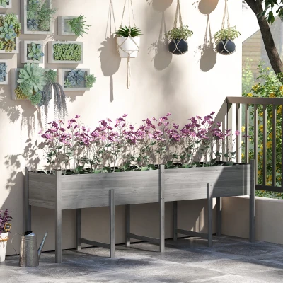 Raised Planter 88.5" L x 21.75" W x 31.5" H Gray