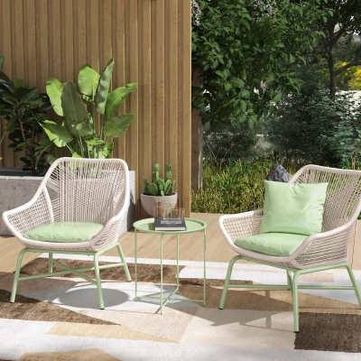 Outsunny 18" Outdoor Side Table with Removable Tray and Folding Legs, Indoor Outdoor for Balcony, Porch, Green