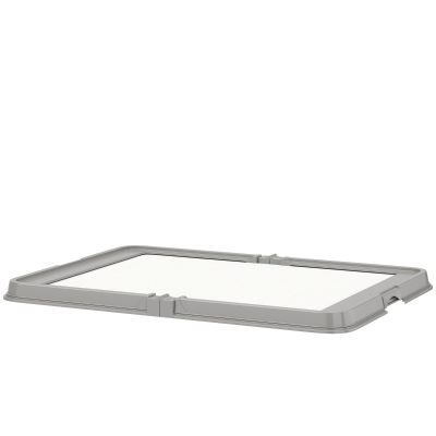 PawHut Foldable Dog Litter Box with 3 Pads, 33.9"x24.4", Gray