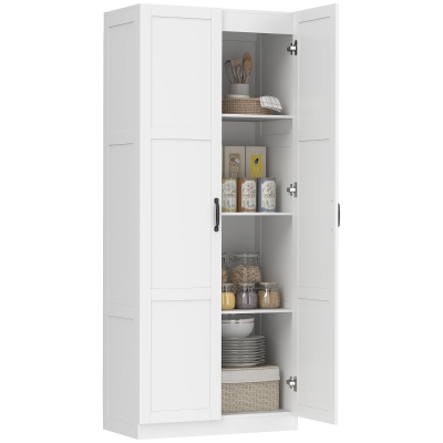HOMCOM 71" Farmhouse Pantry Cabinet with Adjustable Shelves, White