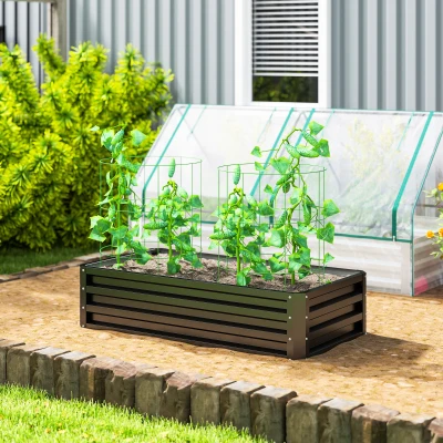 Outsunny 4' x 2' Galvanized Metal Raised Garden Bed, Gray