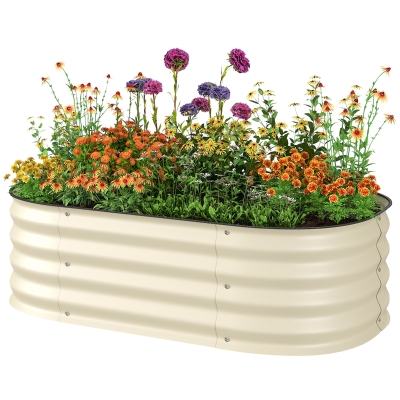 Outsunny 3.4' Galvanized Raised Garden Bed Kit, Metal Planter Box