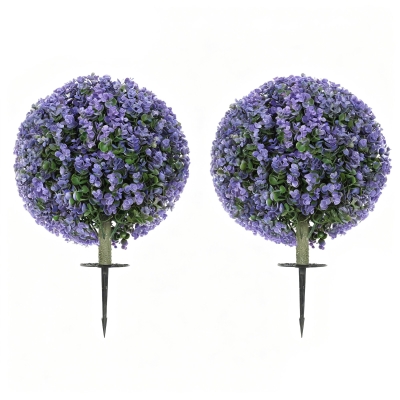 HOMCOM 2 Pack Artificial Eucalyptus Topiary with Ground Stake, UV Resistant