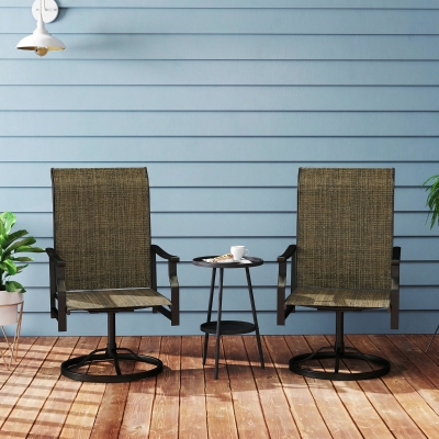 Outsunny Patio Swivel Chair Set of 2, Swivel Rocker Outdoor Chairs with High Back, for Lawn Garden Backyard Deck, Brown