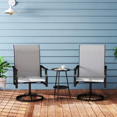 Outsunny Patio Swivel Chair Set of 2, Swivel Rocker Outdoor Chairs with High Back, for Lawn Garden Backyard Deck, Light Grey