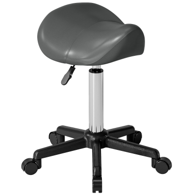 HOMCOM Saddle Stool, Adjustable Rolling Stool, Grey