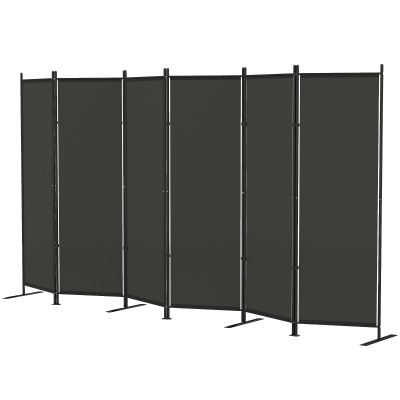 HOMCOM 6 Panel Room Divider, 6 Ft Folding Privacy Screen, Portable Freestanding Partition Wall Divider, Charcoal Grey