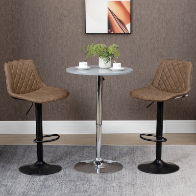 HOMCOM Bar Stools Set of 2, Swivel Counter Height Barstools with Back, Footrest, Adjustable Height, Dark Brown
