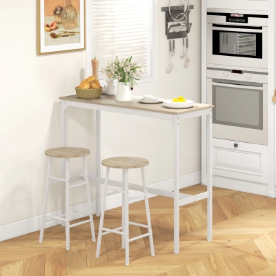 HOMCOM 3-Piece Counter Height Bar Table and Chairs, Dining Table and Chairs Set for 2, Pub Table and Chairs