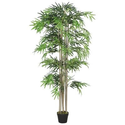 Outsunny 6FT Artificial Bamboo Tree, Fake Plant with 1530 Leaves, Greenery Plant in Nursery Pot for Indoor, Green