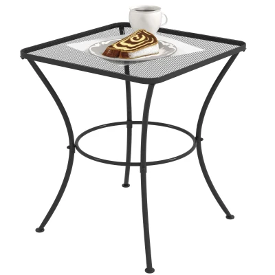 Outsunny Square Garden Metal Bistro Table Outdoor Patio Coffee Side Desk 23.6" x 23.6" x 27.6" Black