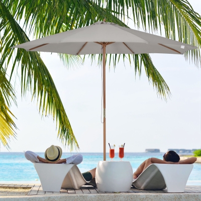 Outsunny 10' x 8' Wooden Patio Umbrella, Garden Parasol, Outdoor Sunshade Canopy with Bamboo Rib for Outdoor, Grey