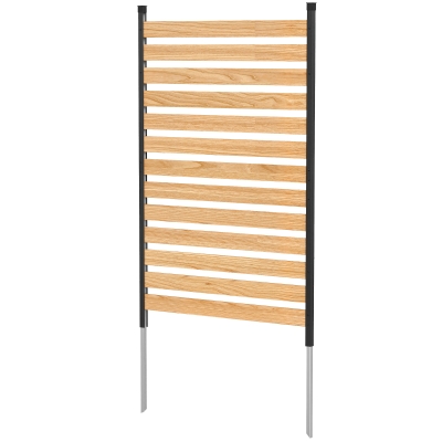 Outsunny Privacy Screen Panel, 38" x 76" No Dig Space Divider with Fir Wood Planks and Aluminum Posts, Great to Hide Trash Cans