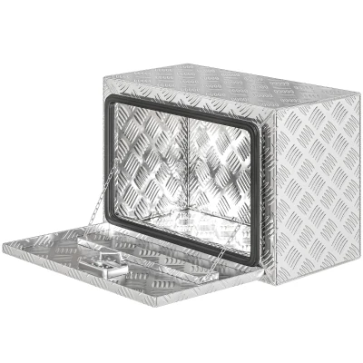 HOMCOM 24 Inch Truck Bed Tool Box, Heavy Duty Aluminum Tool Box, Storage Toolbox Chest Organizer with Lock and Keys