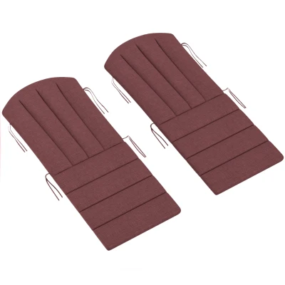 Outsunny Set of 2 Patio Chair Cushions, High Back Adirondack Chair Cushion with Ties, High-Density Foam, Wine Red